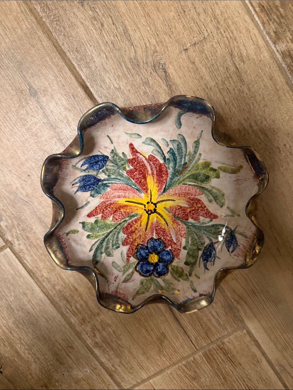 Hand-Painted Floral Decorative Bowl - Multicolor